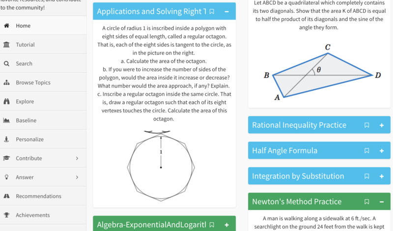 A Picture of some sample problems from CalcU